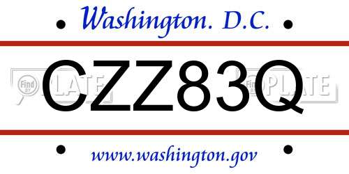 CZZ83Q District Of Columbia License Plate