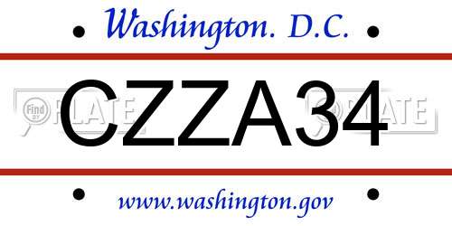 CZZA34 District Of Columbia License Plate