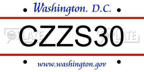 CZZS30 District Of Columbia License Plate