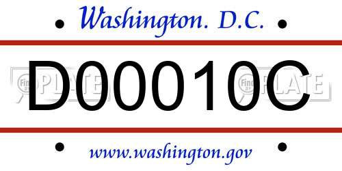 D00010C District Of Columbia License Plate