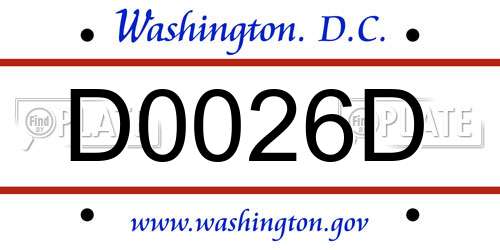 D0026D District Of Columbia License Plate