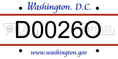 D0026O District Of Columbia License Plate