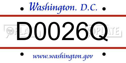 D0026Q District Of Columbia License Plate