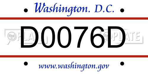D0076D District Of Columbia License Plate