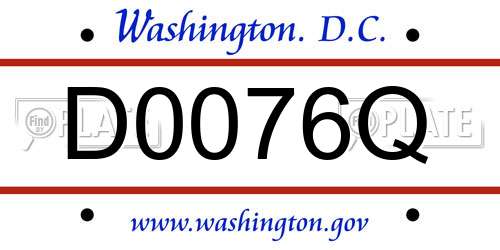 D0076Q District Of Columbia License Plate