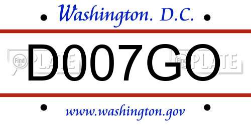 D007GO District Of Columbia License Plate