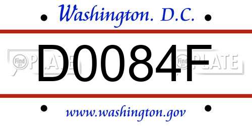 D0084F District Of Columbia License Plate