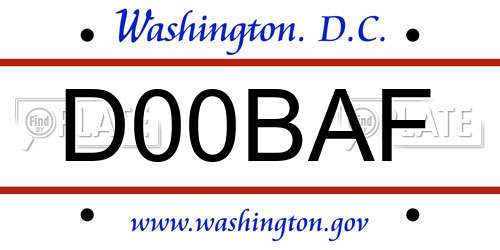 D00BAF District Of Columbia License Plate