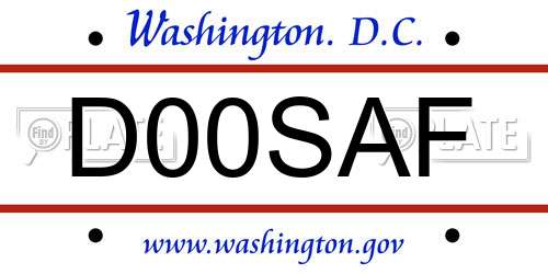 D00SAF District Of Columbia License Plate