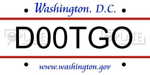 D00TGO District Of Columbia License Plate