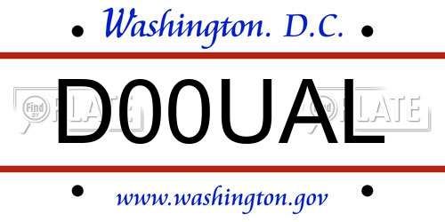 D00UAL District Of Columbia License Plate