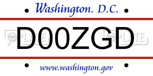 D00ZGD District Of Columbia License Plate