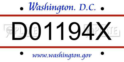 D01194X District Of Columbia License Plate