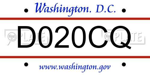 D020CQ District Of Columbia License Plate
