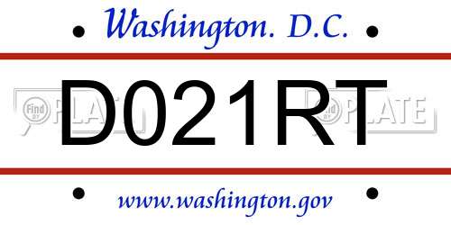 D021RT District Of Columbia License Plate