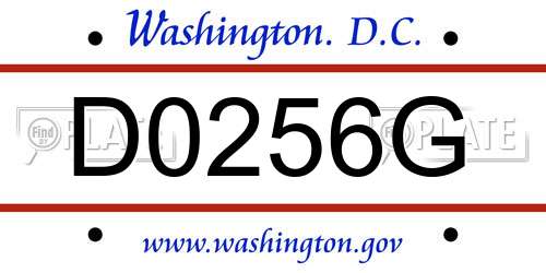 D0256G District Of Columbia License Plate