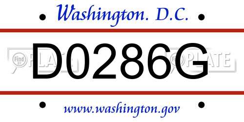 D0286G District Of Columbia License Plate