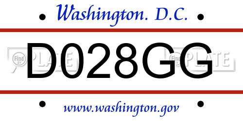D028GG District Of Columbia License Plate