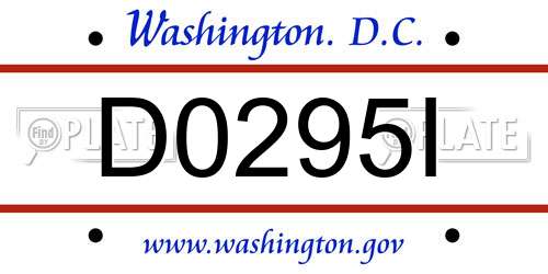 D0295I District Of Columbia License Plate