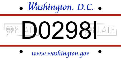 D0298I District Of Columbia License Plate