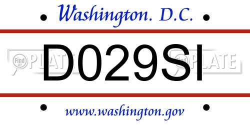 D029SI District Of Columbia License Plate