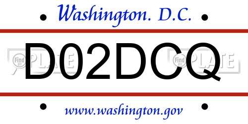 D02DCQ District Of Columbia License Plate