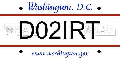 D02IRT District Of Columbia License Plate