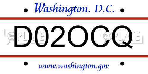 D02OCQ District Of Columbia License Plate