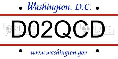 D02QCD District Of Columbia License Plate