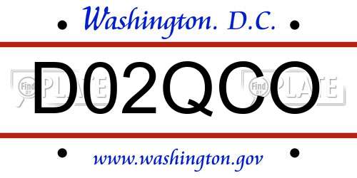 D02QCO District Of Columbia License Plate