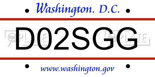 D02SGG District Of Columbia License Plate
