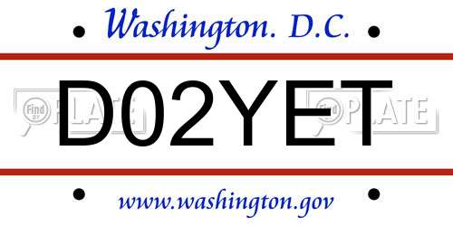 D02YET District Of Columbia License Plate