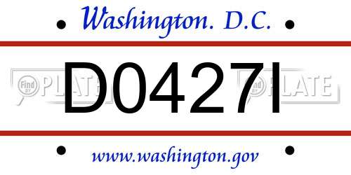 D0427I District Of Columbia License Plate