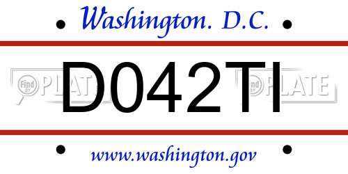 D042TI District Of Columbia License Plate