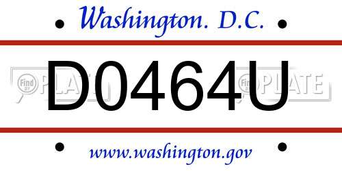 D0464U District Of Columbia License Plate