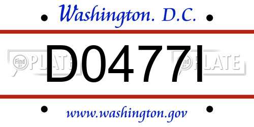 D0477I District Of Columbia License Plate