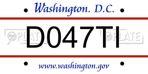 D047TI District Of Columbia License Plate
