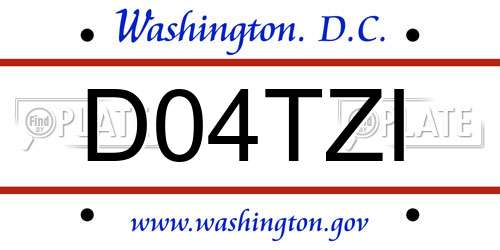 D04TZI District Of Columbia License Plate