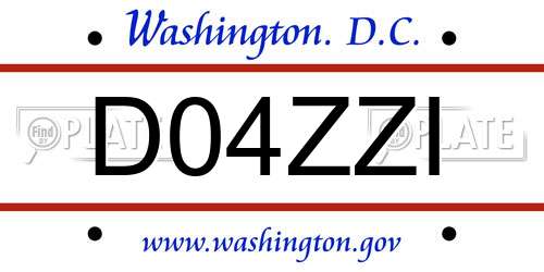 D04ZZI District Of Columbia License Plate