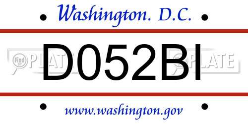 D052BI District Of Columbia License Plate