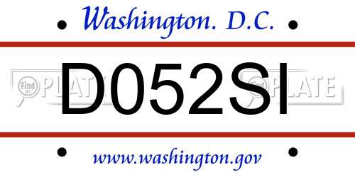 D052SI District Of Columbia License Plate