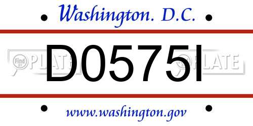 D0575I District Of Columbia License Plate