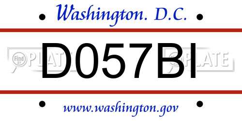 D057BI District Of Columbia License Plate