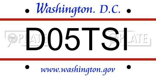 D05TSI District Of Columbia License Plate