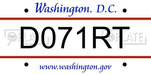 D071RT District Of Columbia License Plate