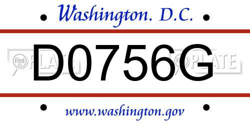 D0756G District Of Columbia License Plate