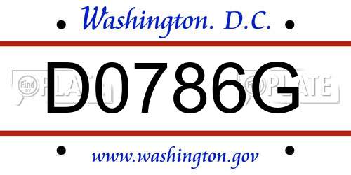 D0786G District Of Columbia License Plate