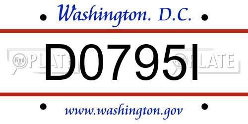 D0795I District Of Columbia License Plate