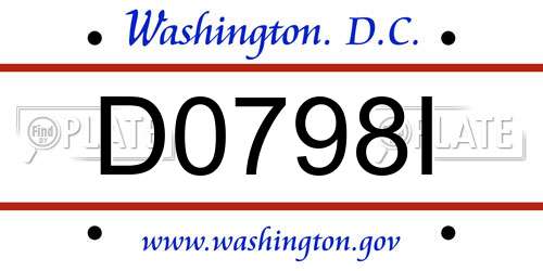 D0798I District Of Columbia License Plate