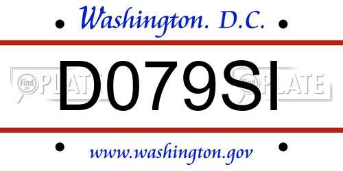 D079SI District Of Columbia License Plate